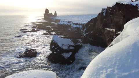 Typical Icelandic mountain landscape at Arnarstapi area, Snaefellsnes peninsula Stock Footage 172364878