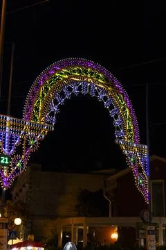 Typical illuminations of Salento during holidays. Feast Madonna Bruna, Matera Stock Photos