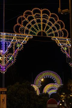 Typical illuminations of Salento during holidays. Feast Madonna Bruna, Matera Stock Photos