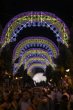 Typical illuminations of Salento during holidays. Feast Madonna Bruna, Matera Stock Photos