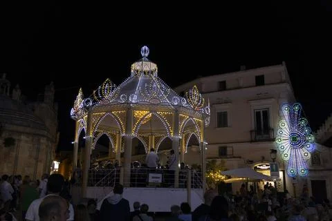 Typical illuminations of Salento during holidays. Feast Madonna Bruna, Matera Foto stock