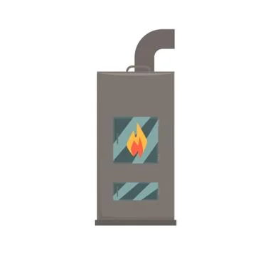 Typical interior iron wood burning stove vector Illustration Stock Illustration
