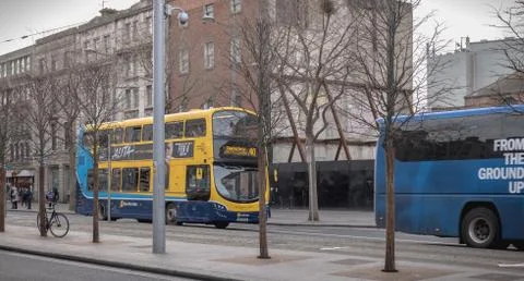 Typical Irish double decker bus running in Dublin Stock Photos