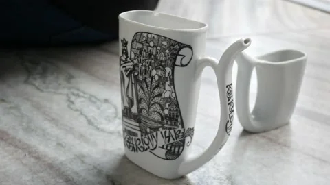 Typical Karlovy Vary drinking cup Stock Footage 158769058