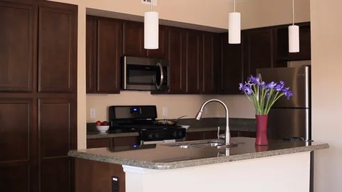 Typical kitchen in the apartment in the USA Stock Footage 94041010