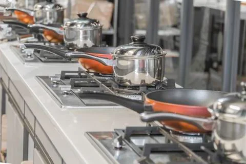 Typical kitchen of a restaurant in operation, Stock Photos