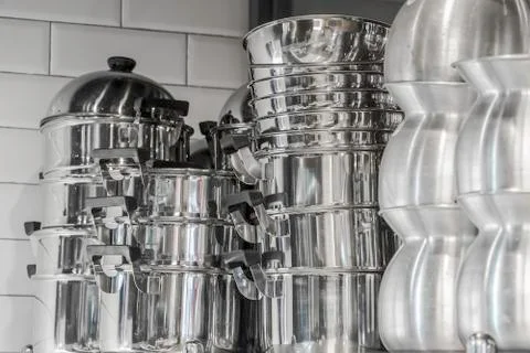 Typical kitchen of a restaurant in operation, Stock Photos