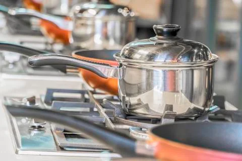 Typical kitchen of a restaurant in operation, Stock Photos