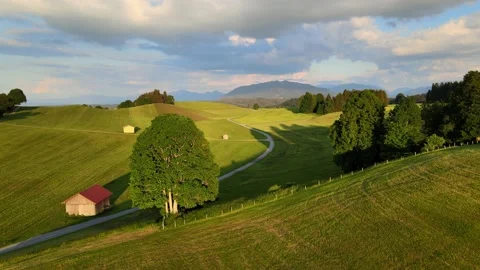 Typical landscape in Bavaria in the Allgau district of the German Alps Video stock 133155256