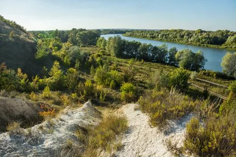 Typical landscape of the Don River in the middle reaches Stock Photos