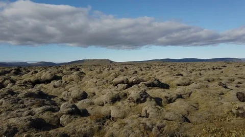 Typical landscape of the spectacular moss fields of Eldhraun moss covering lava  Stock Footage 116064057