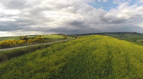 Typical landscape of the Val d'Orcia in Tuscany, Italy. Aerial view Stock Footage 50717522
