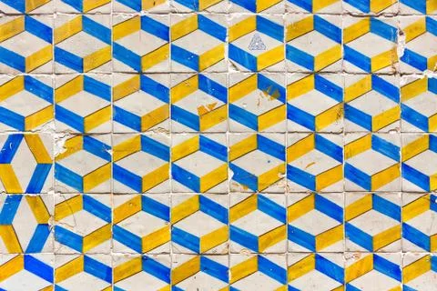 Typical Lisbon old ceramic wall tiles (azulejos) Stock Photos