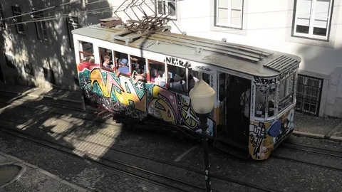 Typical Lisbon View Slowmotion 4k Stock Footage 77255273