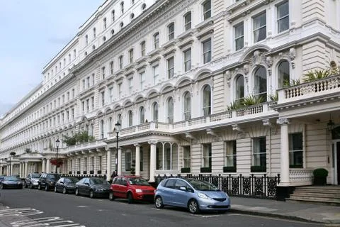 Typical London upper class white apartment buildings Stock Photos