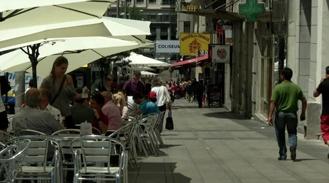 Typical Madrid side street midday Stock Footage 34792696