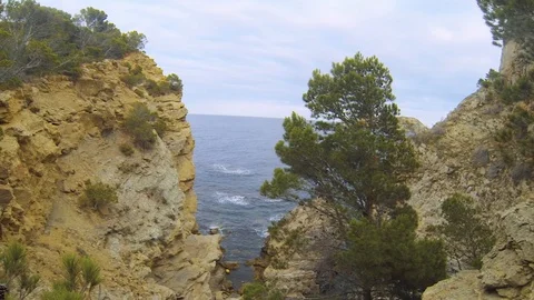Typical mediterranean Cliff in a Costa Brava's afternoon Stock Footage 104306213