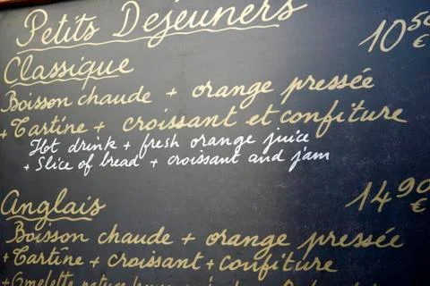 Typical menu Foto stock