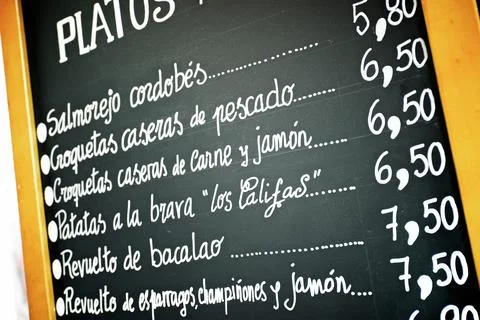 Typical menu view Foto stock