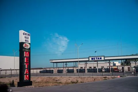 Typical methane gas dispenser, typical propellant in Uzbekistan Stock Photos