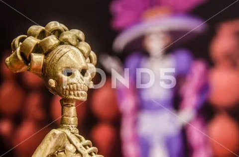 Typical Mexican Catrina of Capula, Michoacan Stock Photos