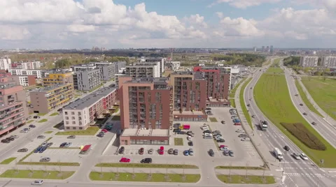 Typical modern sleeping district, residential buildings, complexes, aerial view Stock-Footage 62759137