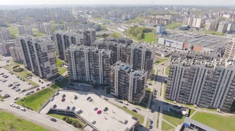 Typical modern sleeping district with residential buidings, aerial view. Stock Footage 63026058
