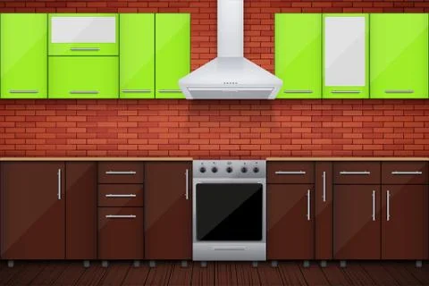 Typical modular kitchen Stock Illustration