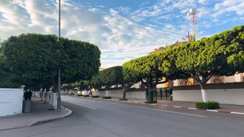 Typical Morocco urban landscape featuring white buildings. Stock Footage 331667043