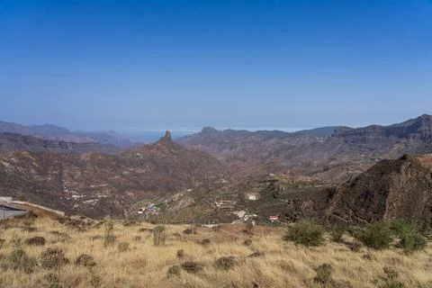 A typical mountain landscape in the central part of the island. In the backgr Фото