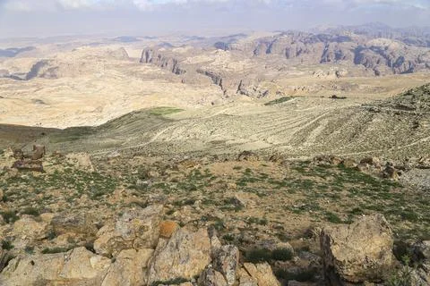 Typical mountain landscape, Jordan, Middle East  (photography from a high point) Stock Photos