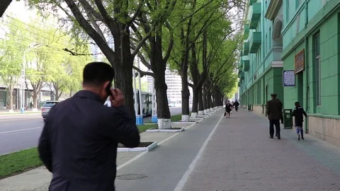 Typical North Korean Street View As Peo Stock Video Pond