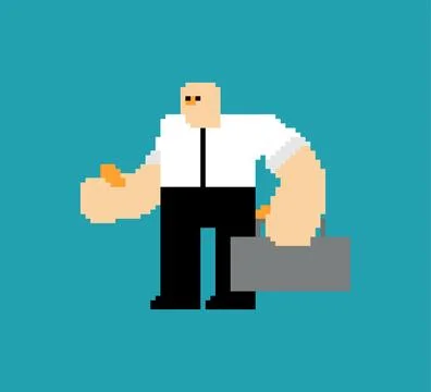 Typical office clerk pixel art. 8 bit office worker of average height of av.. Illustrazione stock