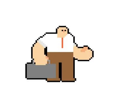 Typical office clerk pixel art. 8 bit office worker of average height of av.. Illustrazione stock