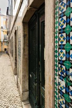 Typical old buildings in the centre of Lisbon, Portugal Stock Photos