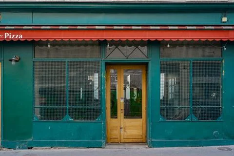Typical old french boutique storefront , boutique facade template Stock Photos