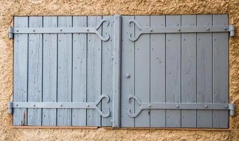 Typical old grey window in Provence France Stock Photos
