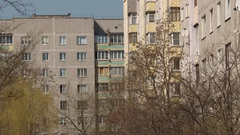 Typical old panel apartment with a lot of windows Video stock 98442240