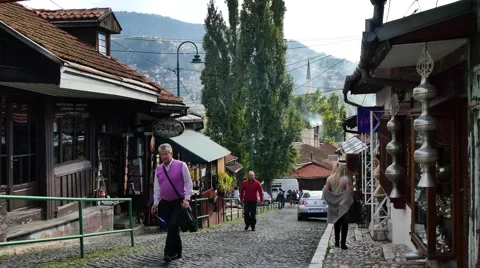 Typical old stret in sarajevo Video stock 42142680