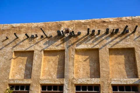 Typical old-style Qatar old house in the town of Al Wakrah Stock Photos
