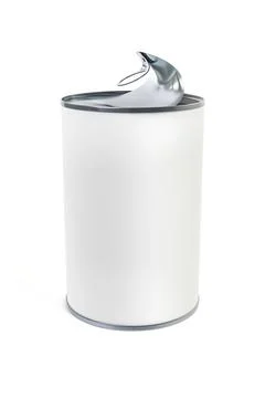 Typical open white tin can 3d illustration Stock Photos