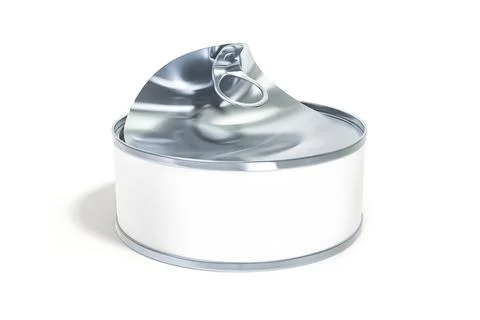 Typical open white tin can 3d illustration Stock Photos