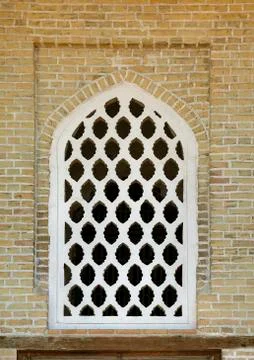 Typical open-work window, Uzbekistan Stock Photos