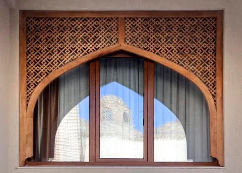 Typical open-work window, Uzbekistan Stock Photos