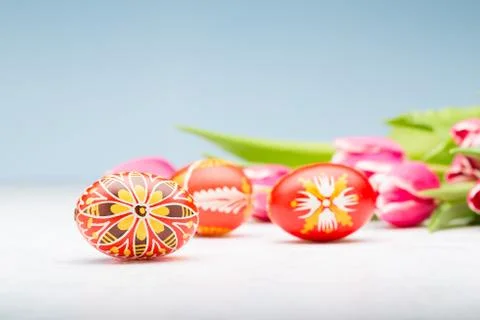Typical painted easter eggs Stock Photos