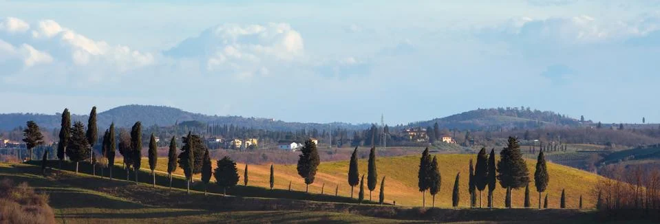 Typical panoramic view of Orcia Valley hills, Siena,Tuscany, Italy Stock Photos