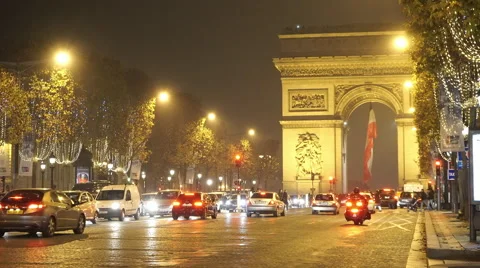 Typical Paris street view by night 動画素材 45032138