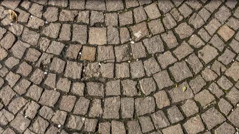 Typical pavement of the streets of Rome with cobblestone sanpietrini, Rome Casal Stock Photos