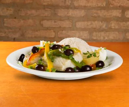 A typical Portuguese dish with codfish called Bacalhau do Porto Stock Photos