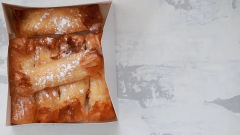 Typical portuguese sweets Pasteis de Tentugal Video stock 100635766